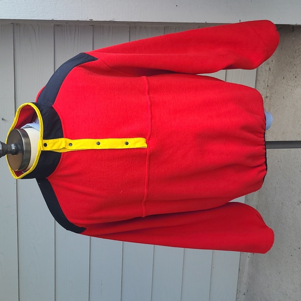 MARLBORO Adventure Team Fleece Red Black Mens Sz L Button Snap Pullover Jacket